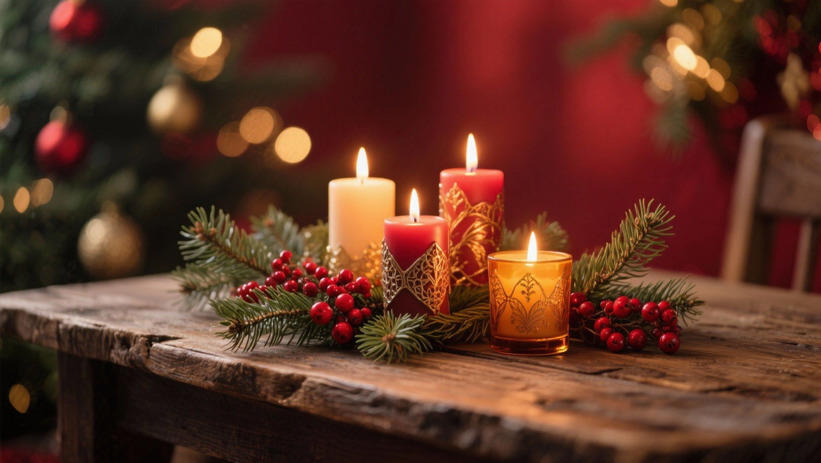 Bougie de Noël centre de table