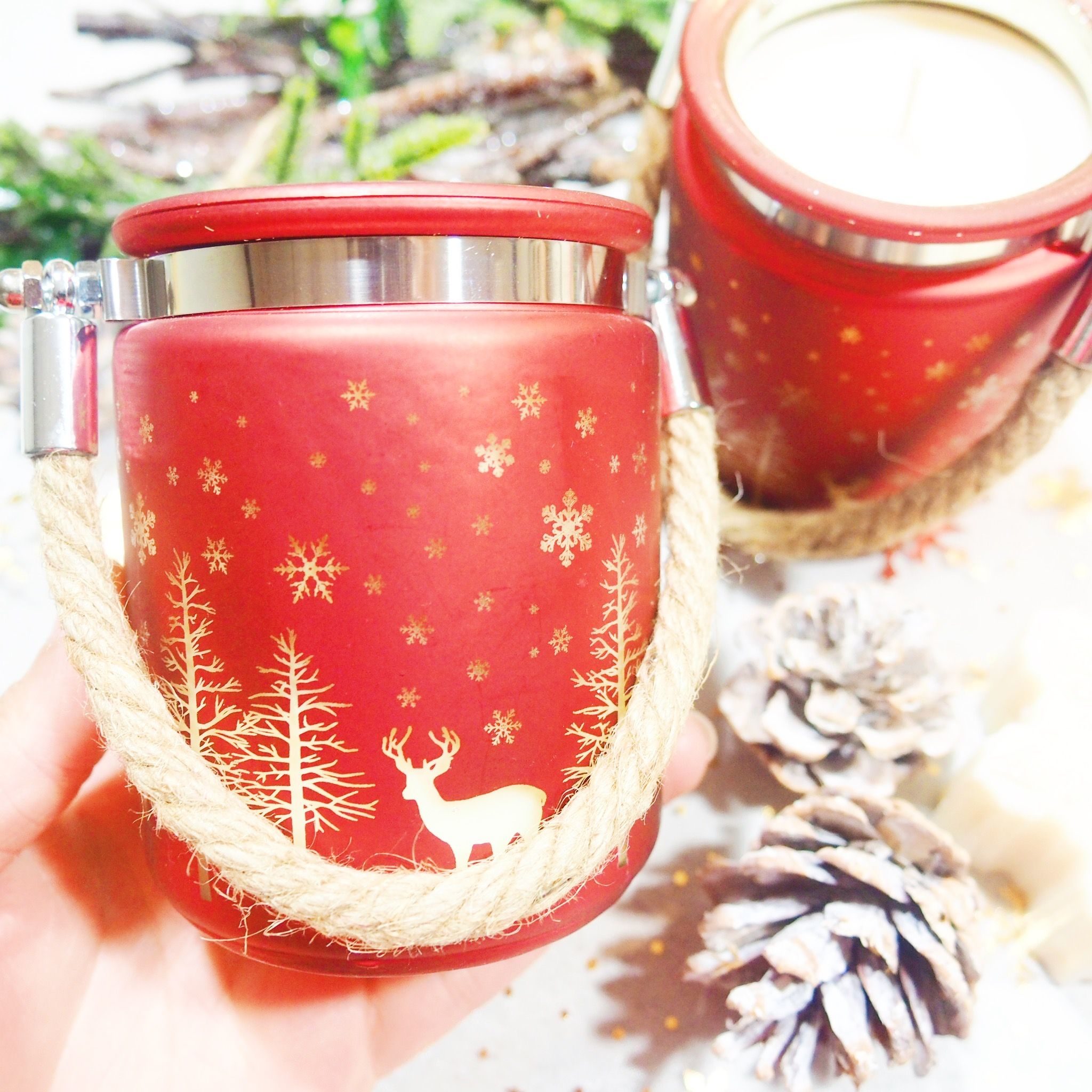 Bougie Lanterne Rouge – Décor Noel